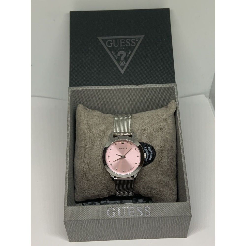 Guess U1197L3 Womens Silver Stainless Steel Analog Pink Dial Quartz Watch AEW108